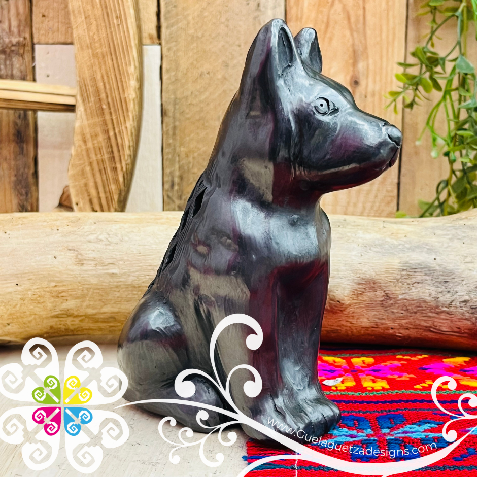 Huski Dog Black Clay Figure - Barro Negro Oaxaca
