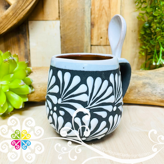 Taza Espiga con Cuchara - White - Clay Mug with Spoon