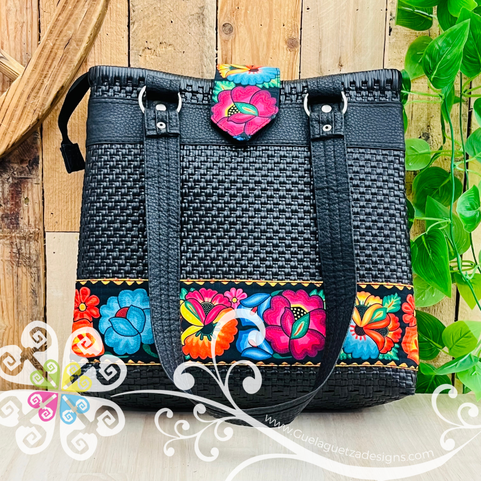 Medium Flor de Tehuana Mexican Purse - Bolsa de Plastico Tejido