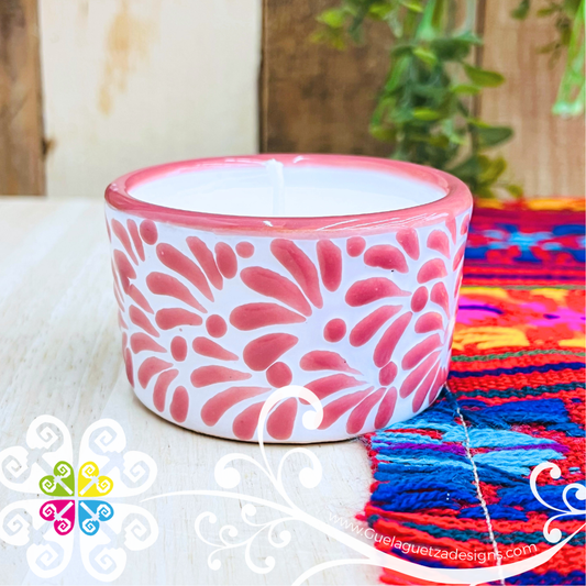 Small Pink Talavera Candle - Artisan Candles