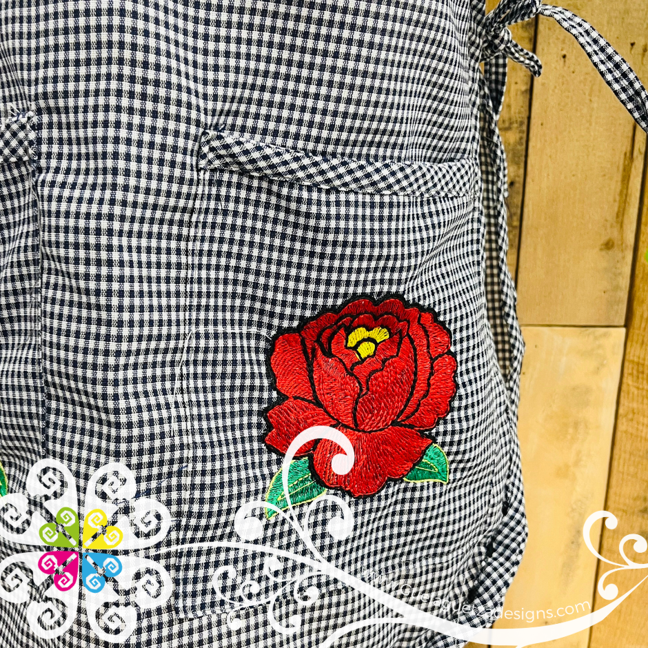 Black with White Escapulario Embroider Apron - Mandil Artesanal