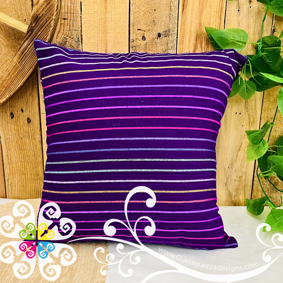 Purple Rayitas Decorative Cambray Pillow Case - Mexican Home