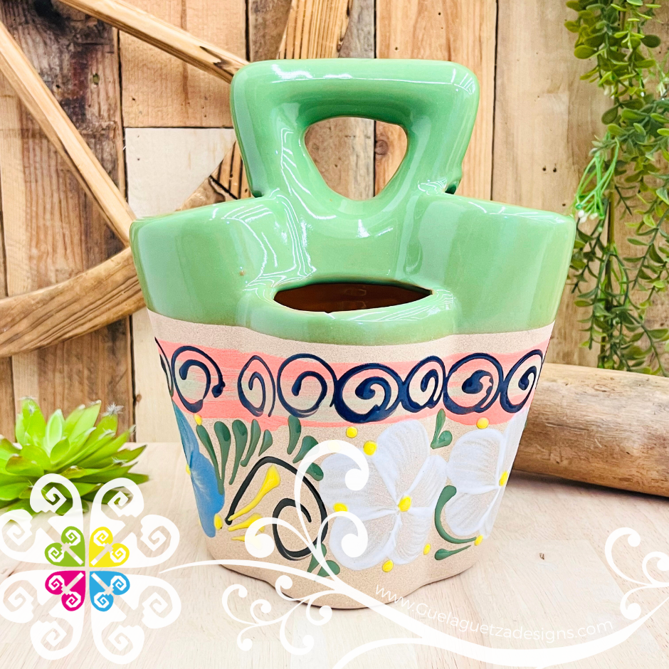 Lime Flores Clay Utensil Holder - Spoon Holder