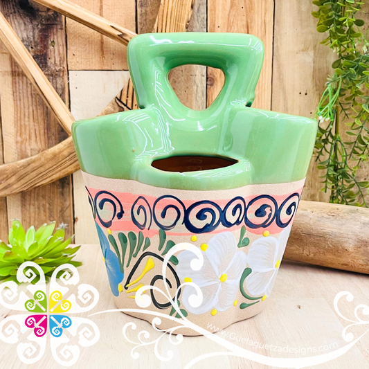 Lime Flores Clay Utensil Holder - Spoon Holder