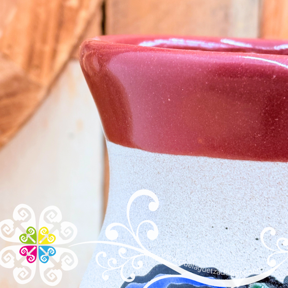Maroon Catrina Ovulo Vase - Mexican Home Décor