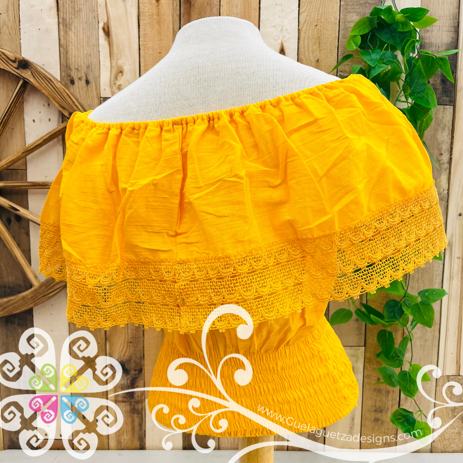 Yellow Campesina Embroider Crop Top- Women Top