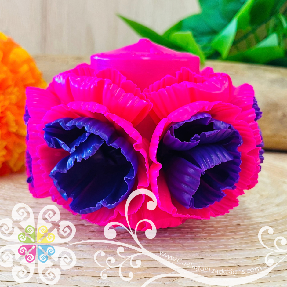 Fuchsia Cirio Escamado Elegancia Artesanal- Artisan Candles Vedesa