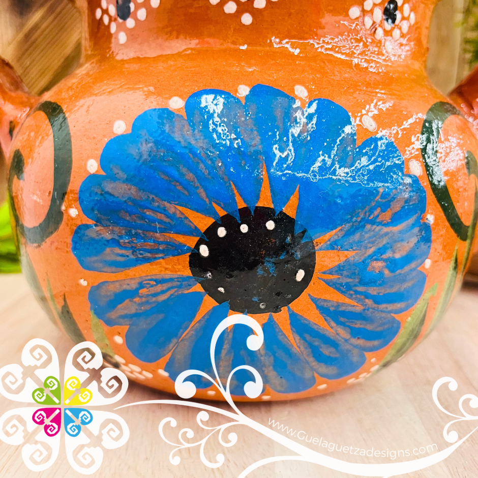 Capula Dots and Flor Clay Tea Pot - Mexican Clay Kitchen