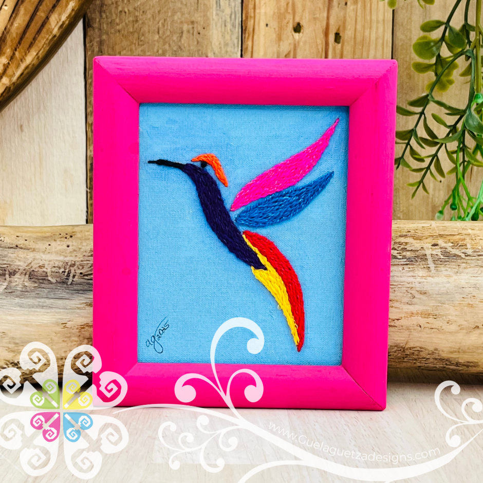 Colibri - Embroidered Wood Frame