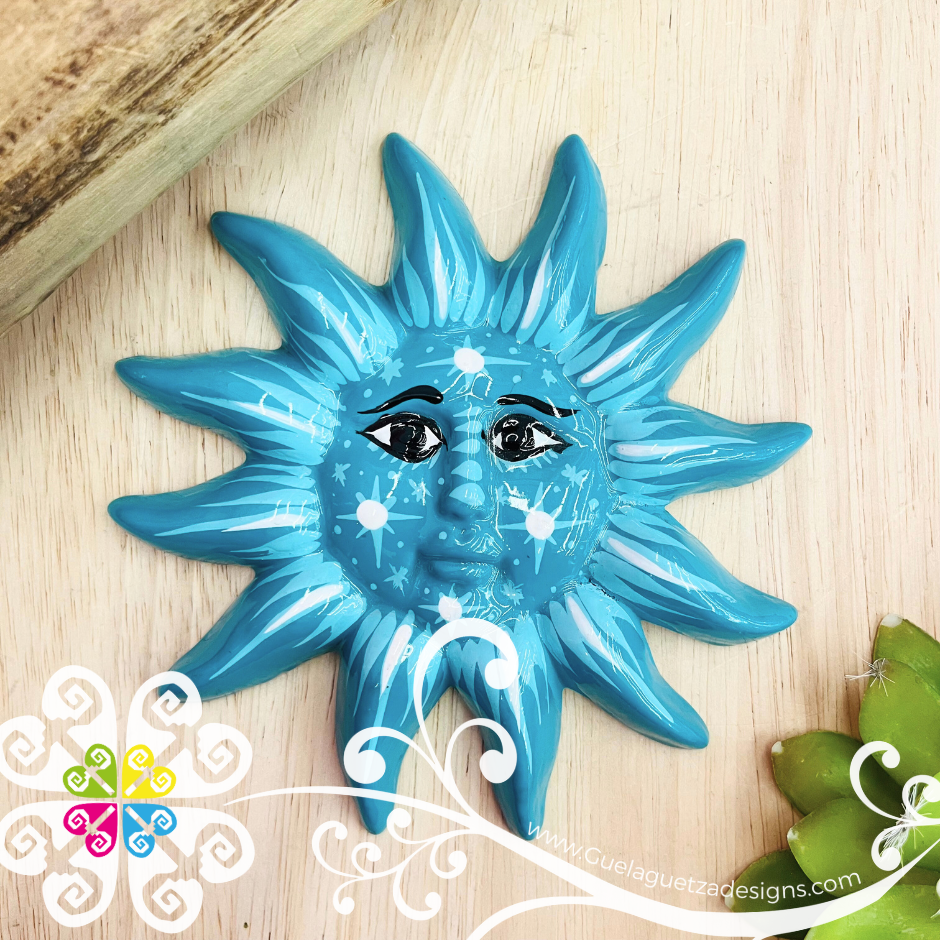 Medium Teal Sun & Moon Set - Wall Decor