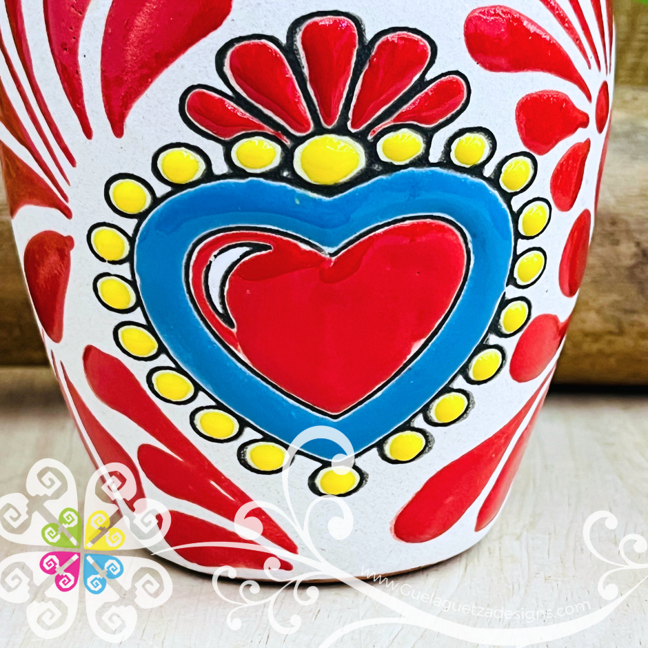 Set of Corazon Espiga Plumeado Cantarito Cup - Set Clay Cantarito