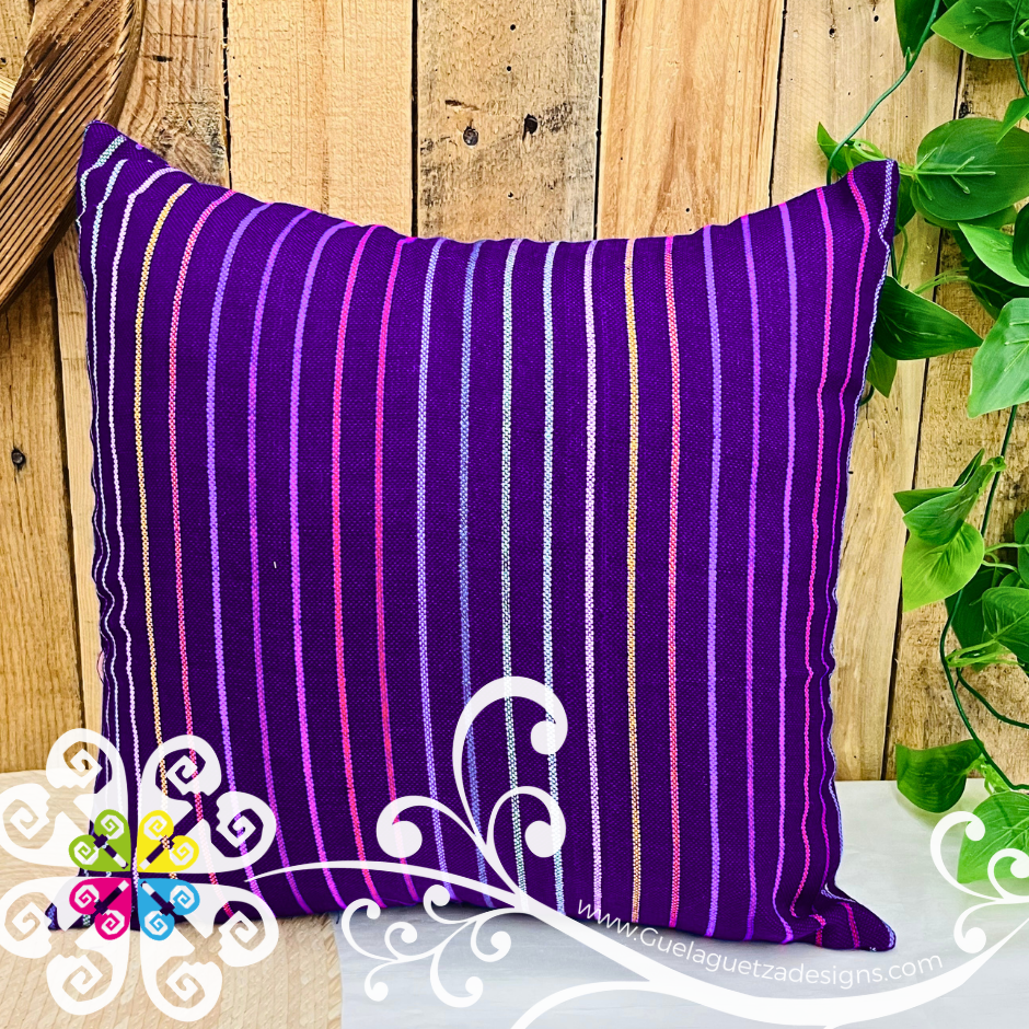 Purple Rayitas Decorative Cambray Pillow Case - Mexican Home