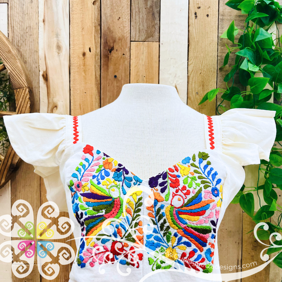 Multicolor Paloma Crop Top - Short Flutter Sleeve - Women's Top