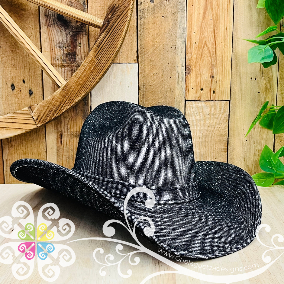 Black with Silver Glitter Cowboy Hat - Unisex Hat