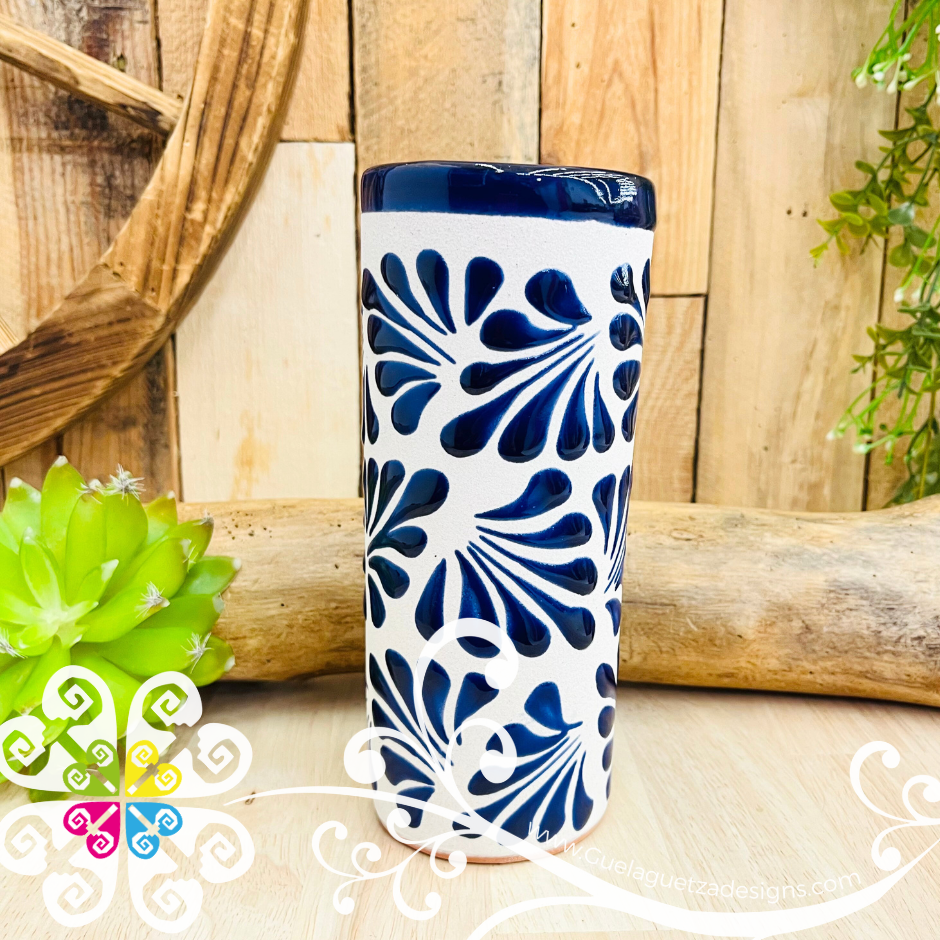Set of 4 Cobalt Blue Espiga Plumeado Tall Cup - Set Clay Cup