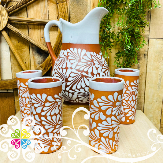 Natural/White Espiga Pato Pitcher Set - 4 Cups