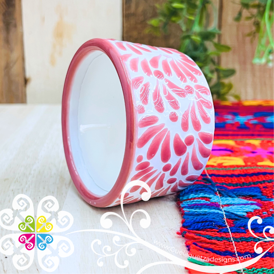 Small Pink Talavera Candle - Artisan Candles