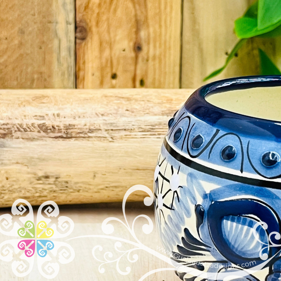 Blue Pecera Planter - Maceta Mexicana - Talavera Home Decor