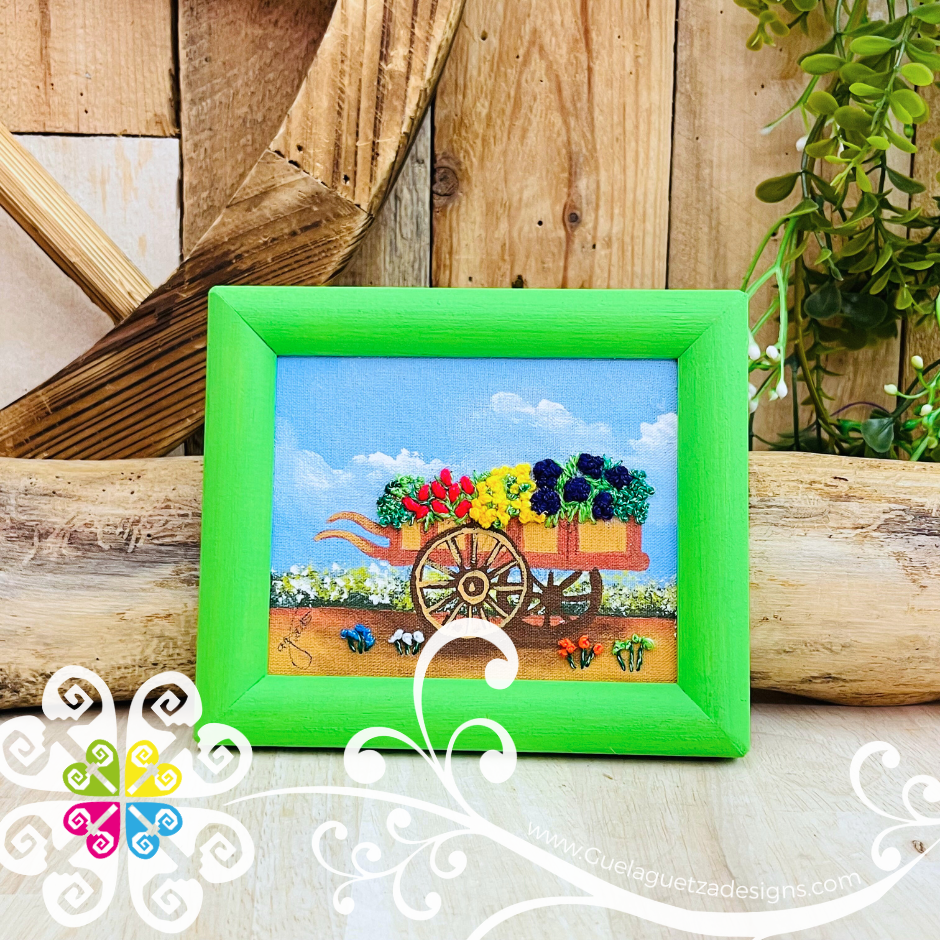 Flower Bed - Embroidered Wood Frame