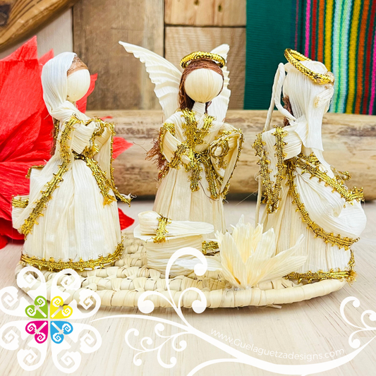 Small Natural Nativity Set of 5 pcs - Nacimiento Navideno