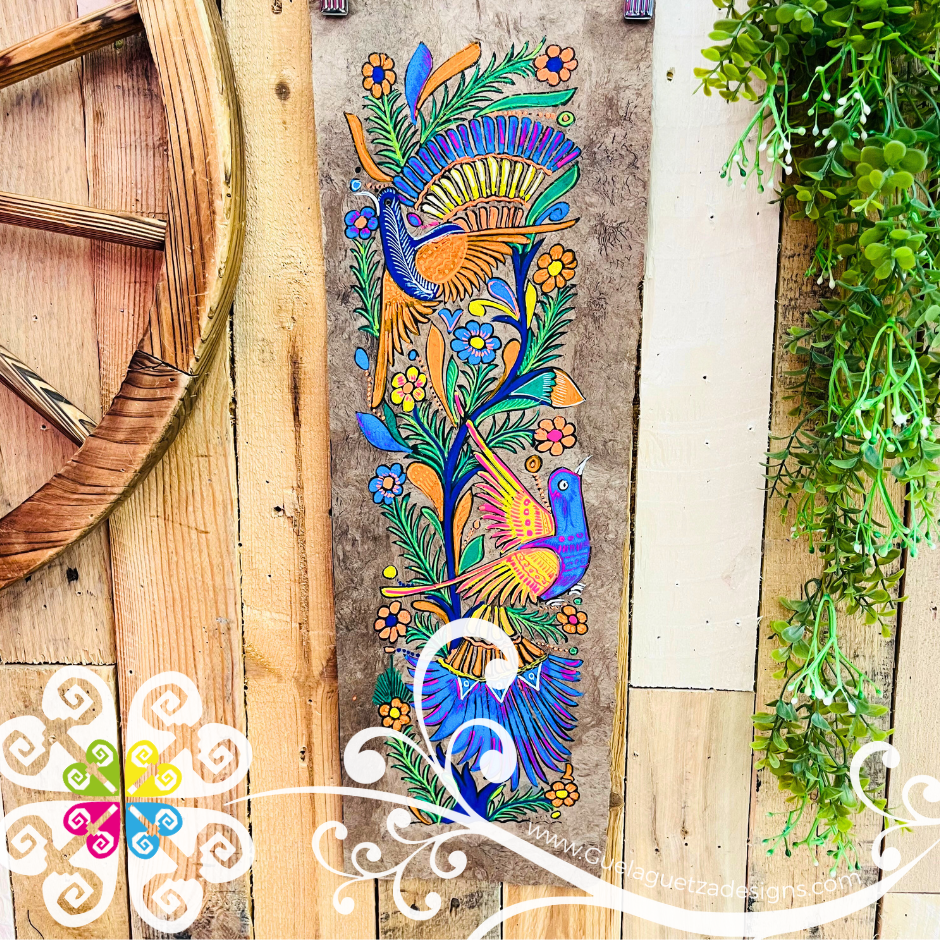 Long Medium Neon Colors Fauna Designs - Amate Paintings