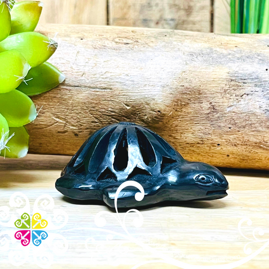 Mini Turtle Black Clay Figure - Barro Negro Oaxaca