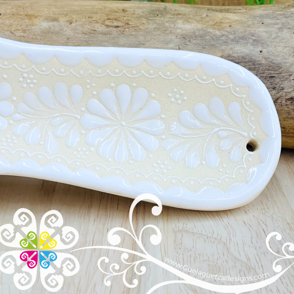 White Dalia Spoon Rest - Barro Alta Temperatura - Spoon Rest