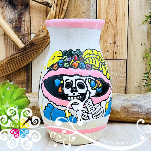 Pink Catrina Ovulo Vase - Mexican Home Décor