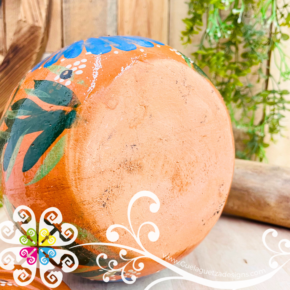 Capula Dots and Flor Clay Tea Pot - Mexican Clay Kitchen