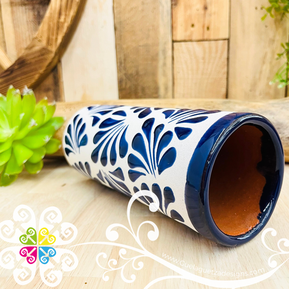 Set of 4 Cobalt Blue Espiga Plumeado Tall Cup - Set Clay Cup