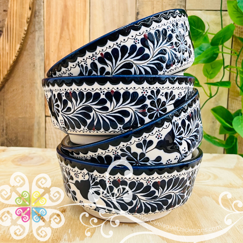 Navy Blue Set of 4 Bowls - Barro Alta Temperatura