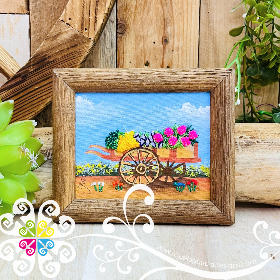 Flower Bed - Embroidered Wood Frame