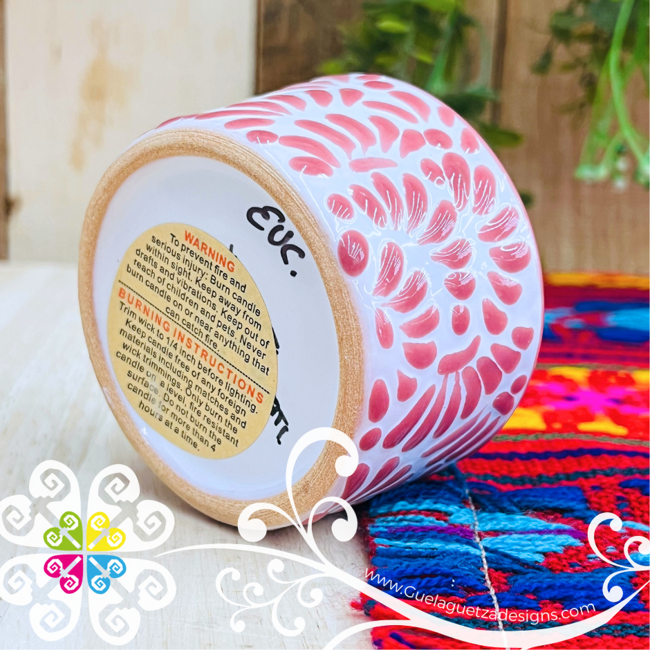 Small Pink Talavera Candle - Artisan Candles