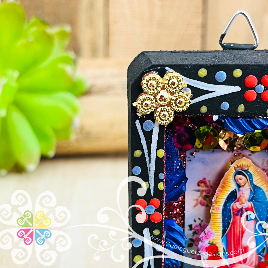 Black Miniature Virgencita Shadow Box - Cajita Decorativa