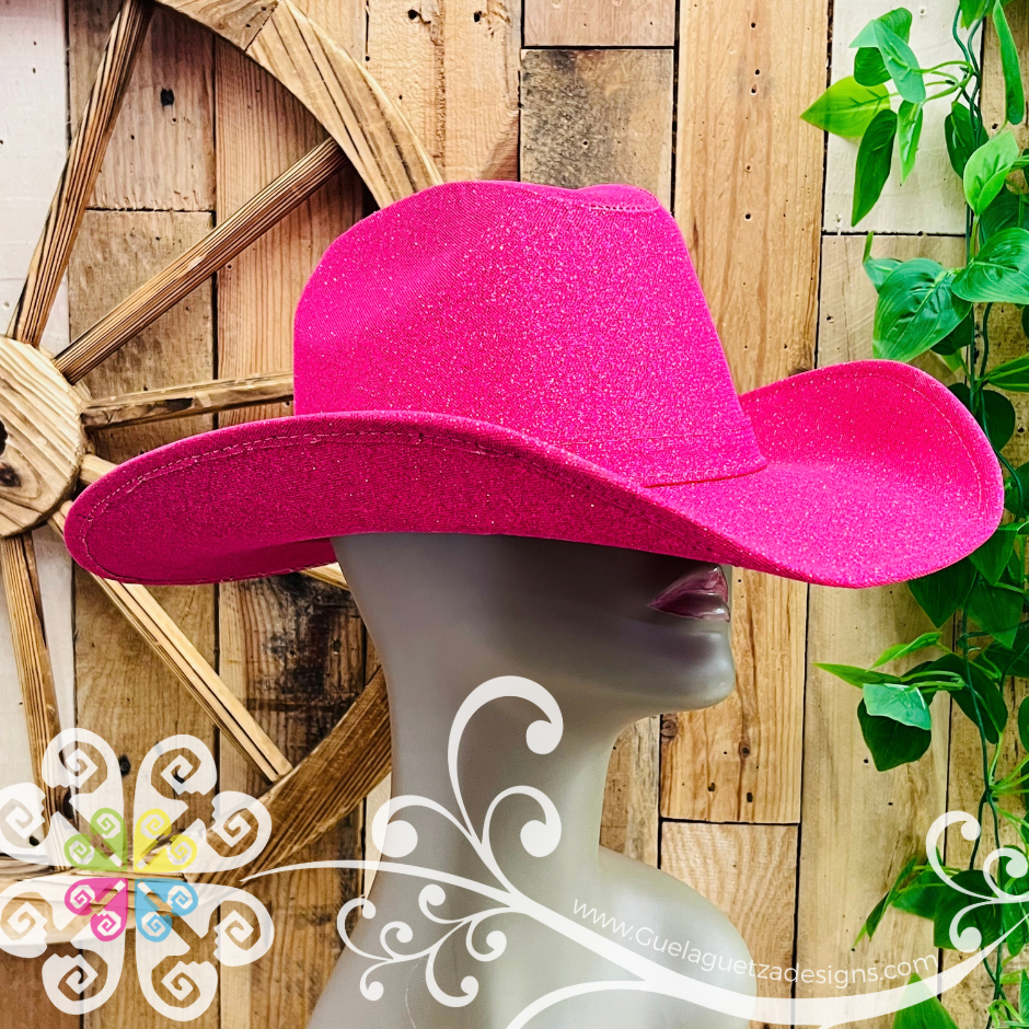 Fuchsia Glitter Cowboy Hat - Unisex Hat