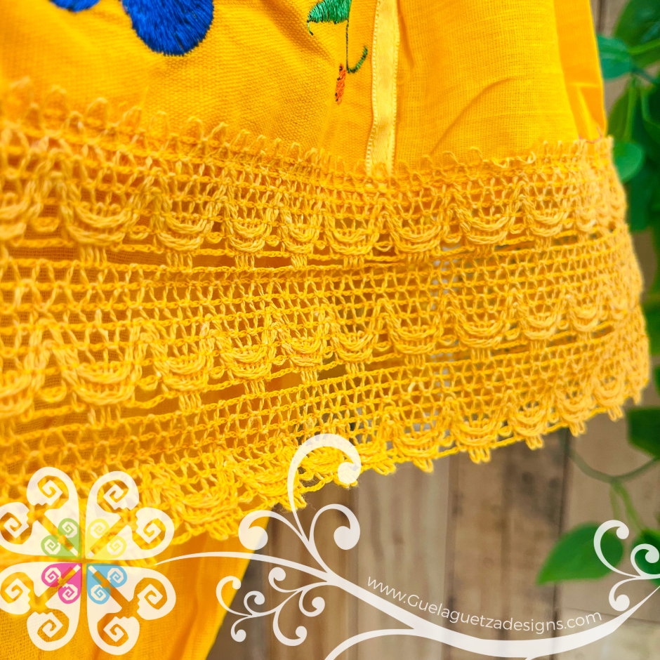 Yellow Campesina Embroider Crop Top- Women Top