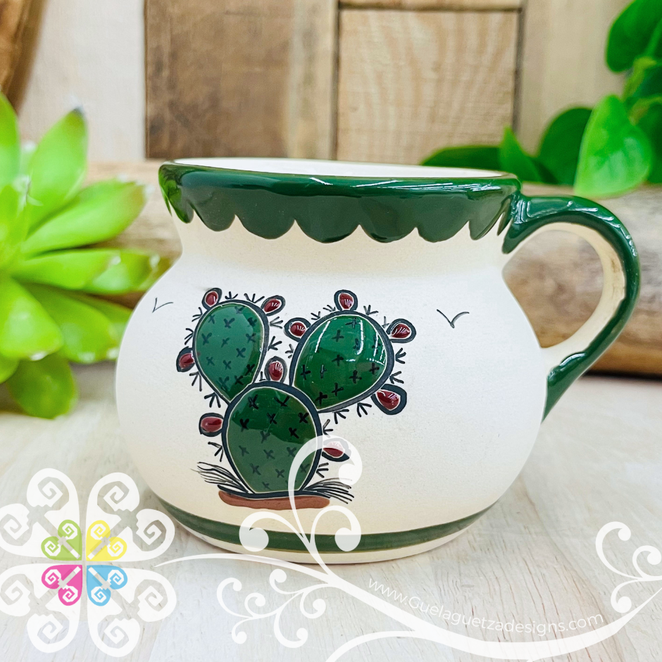 Small Cactus Taza Ponchera Colibri - Barro Alta Temperatura - Single Clay Mug