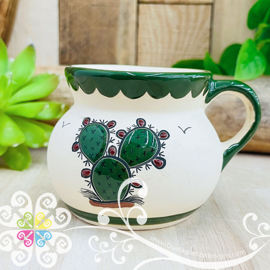 Small Cactus Taza Ponchera Colibri - Barro Alta Temperatura - Single Clay Mug