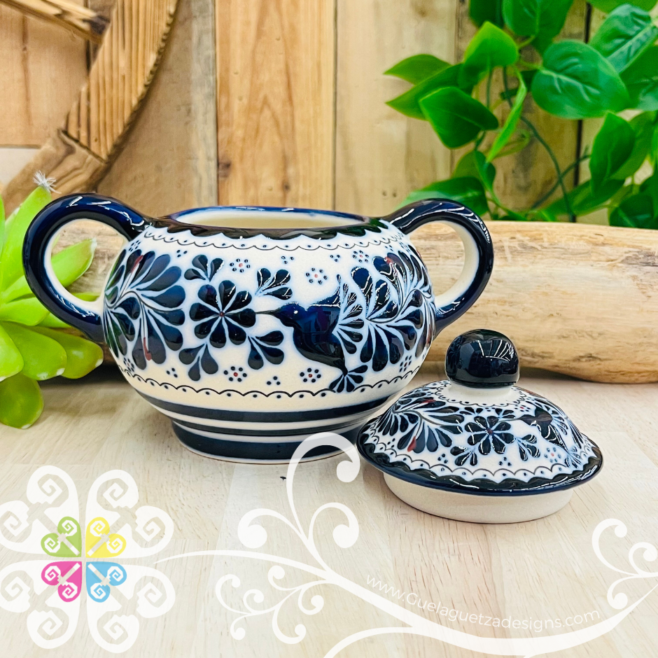 Navy Blue Sugar Bowl Colibri Alta Temperatura - Barro Alta Temperatura
