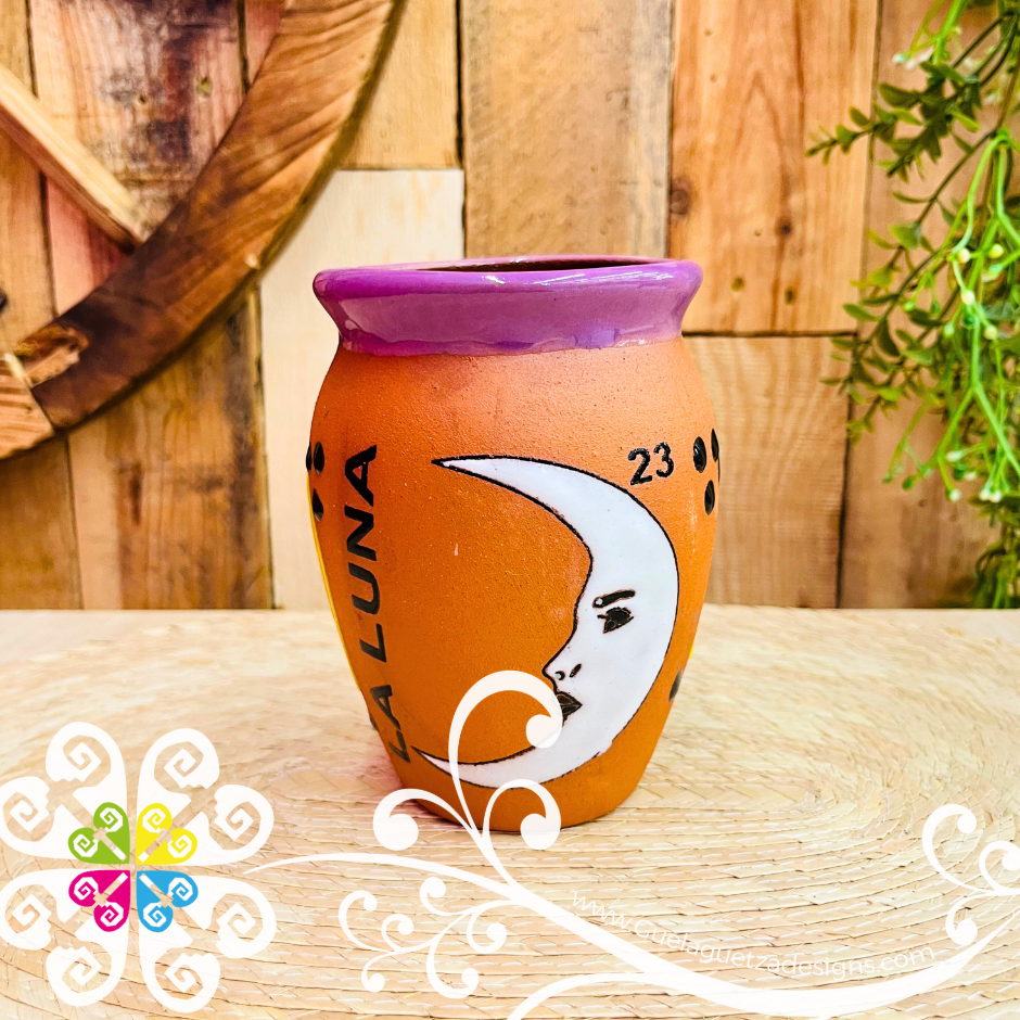 23 - La Luna Cantarito LoteriaMX - Single Clay Cantarito