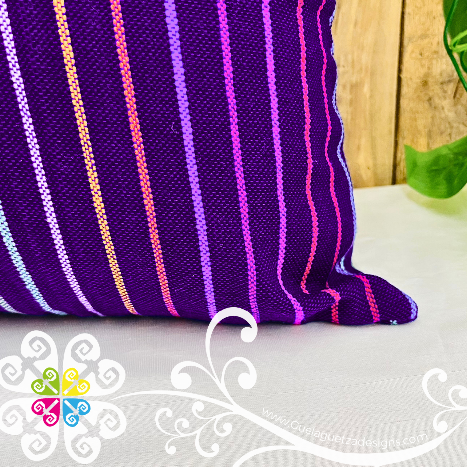 Purple Rayitas Decorative Cambray Pillow Case - Mexican Home