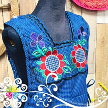 Royal Blue Escapulario Embroider Apron - Mandil Artesanal