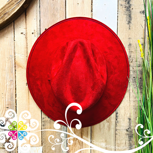 Red Indiana Velvet Hat - Fall Hat