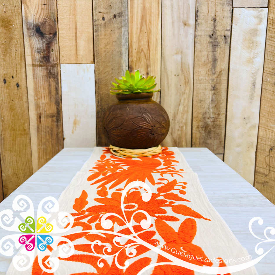 Orange Small Solid Otomi Table Runner - Camino de Tenango