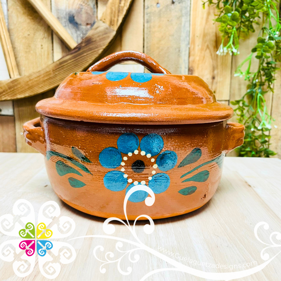 Small Flor Cazuela Barro con Tapa