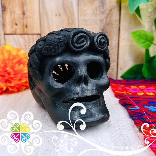 Medium Unique Skull  - Black Clay Oaxaca