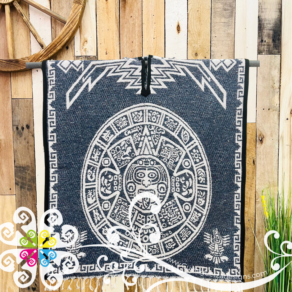 Mayan Calendar Gaban - Men Poncho with Hoodie