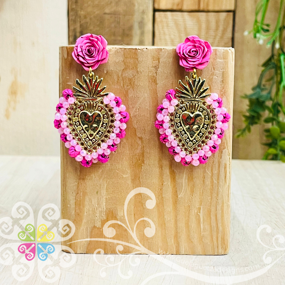 Medium Solid Color Corazon Milagrito Studs- Palm Earrings