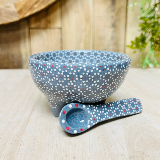 Small Capula Clay Fino Molcajete Con Cuchara - Capula Fino Clay Kitchen