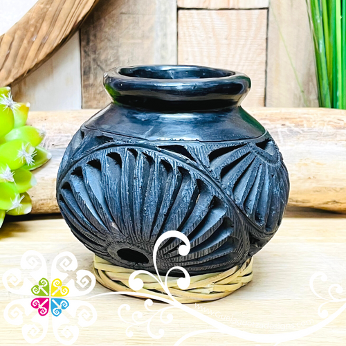 Small Cantarito Black Clay Vase - Barro Negro Oaxaca